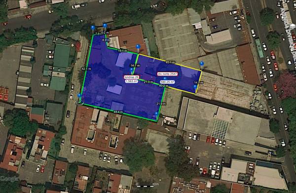 2153 m2 of land for sale in Downtown Coyoacan