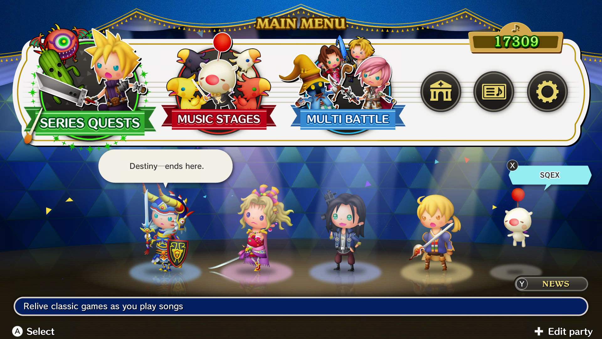 THEATRHYTHM FINAL BAR LINE menu