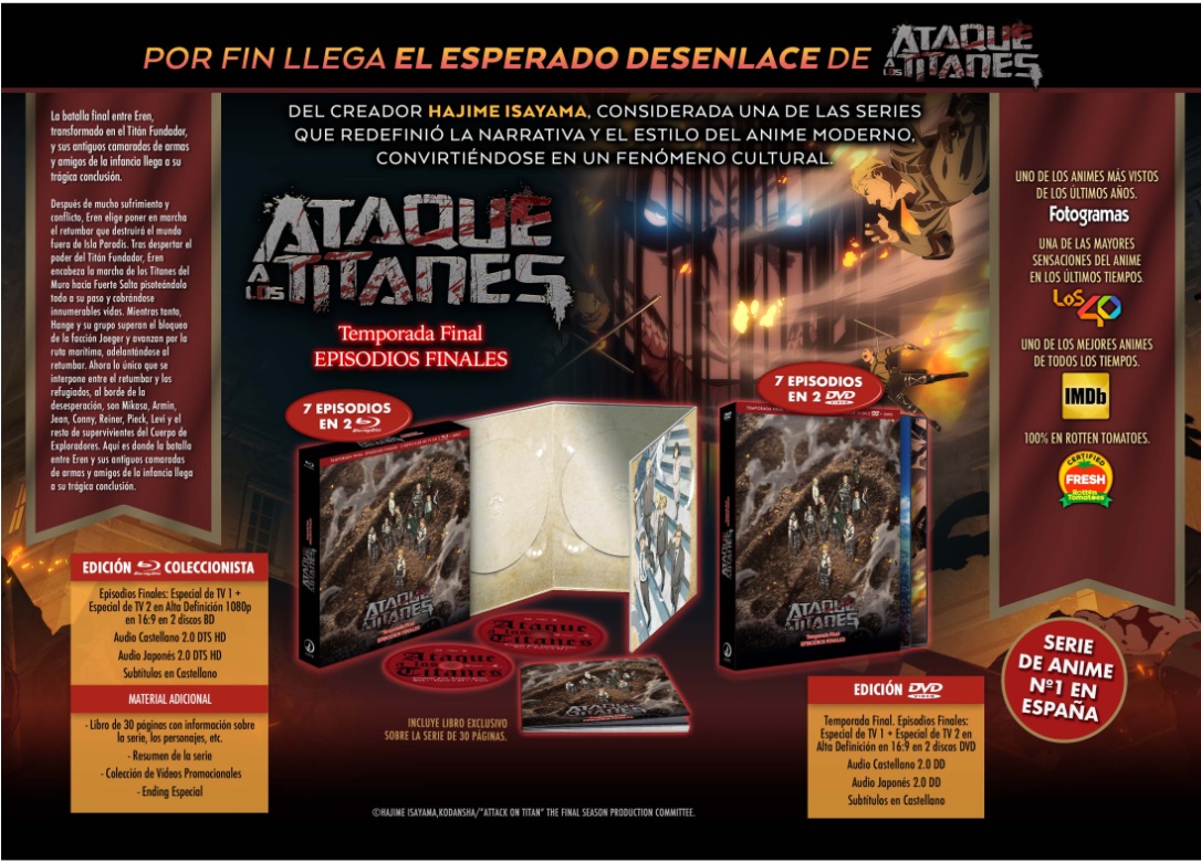 Ataque a los Titanes: Los capítulos finales a la venta en Blu-ray y DVD el 31 de enero