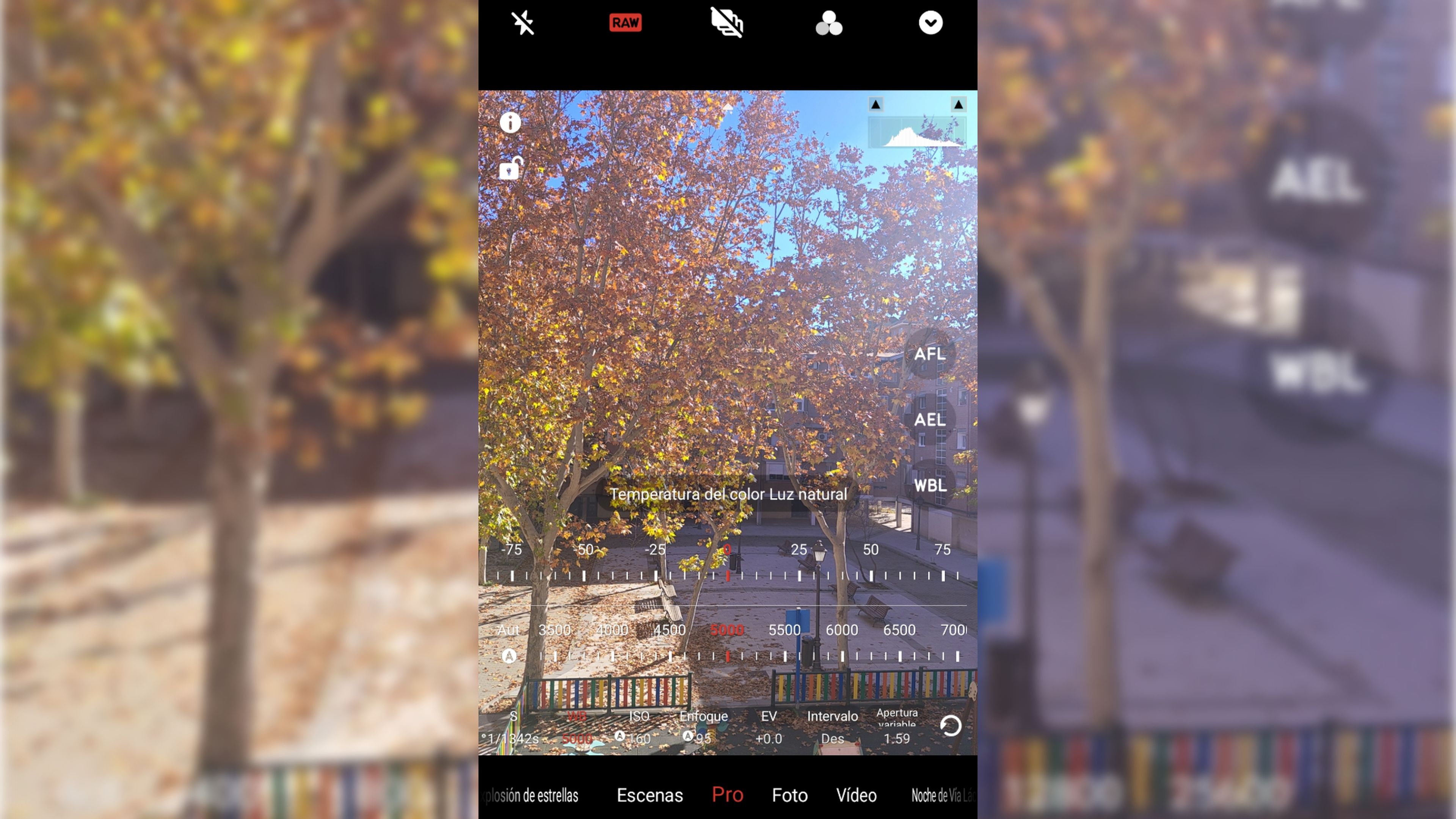 balance de blancos modo pro cámara móvil