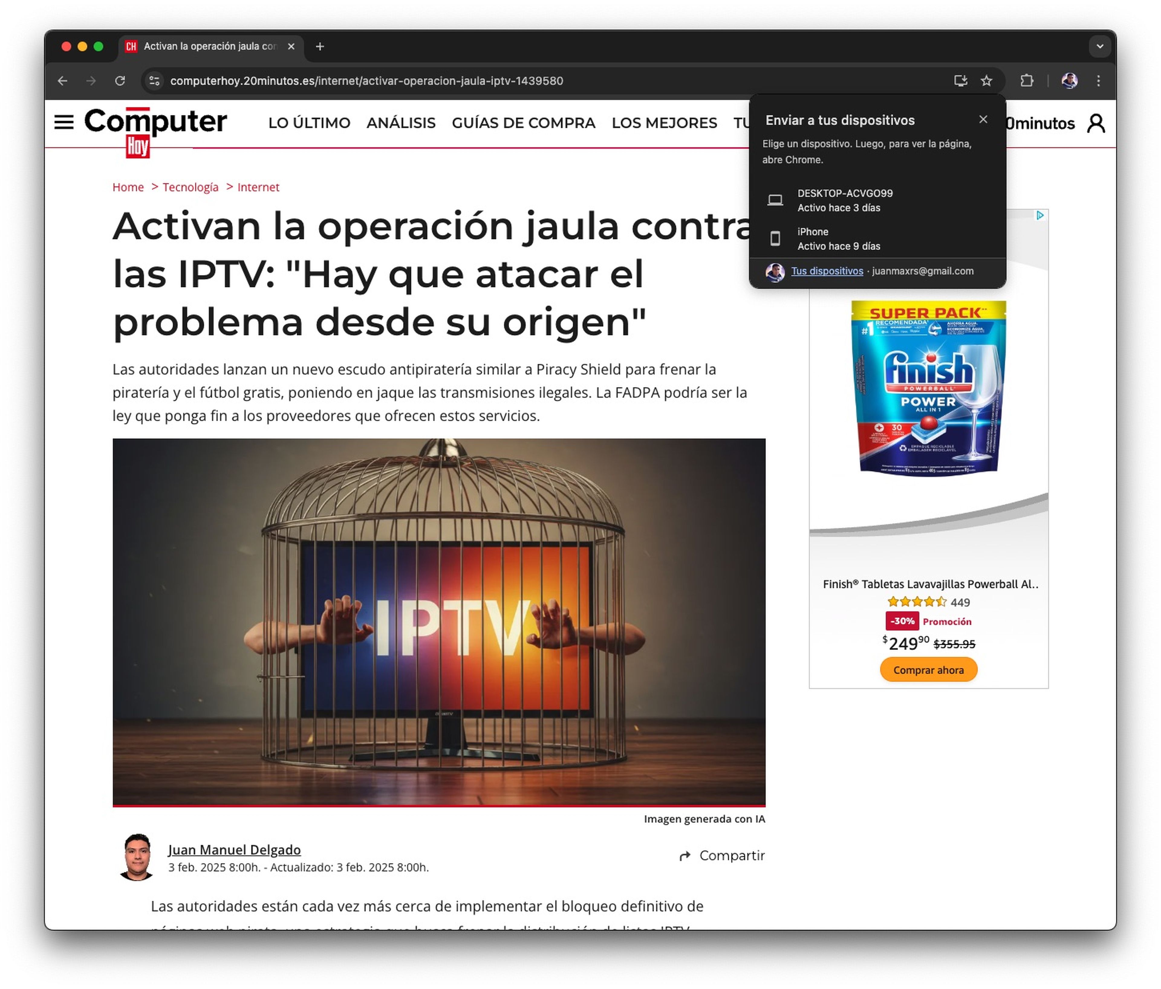 Comparte páginas web entre dispositivos