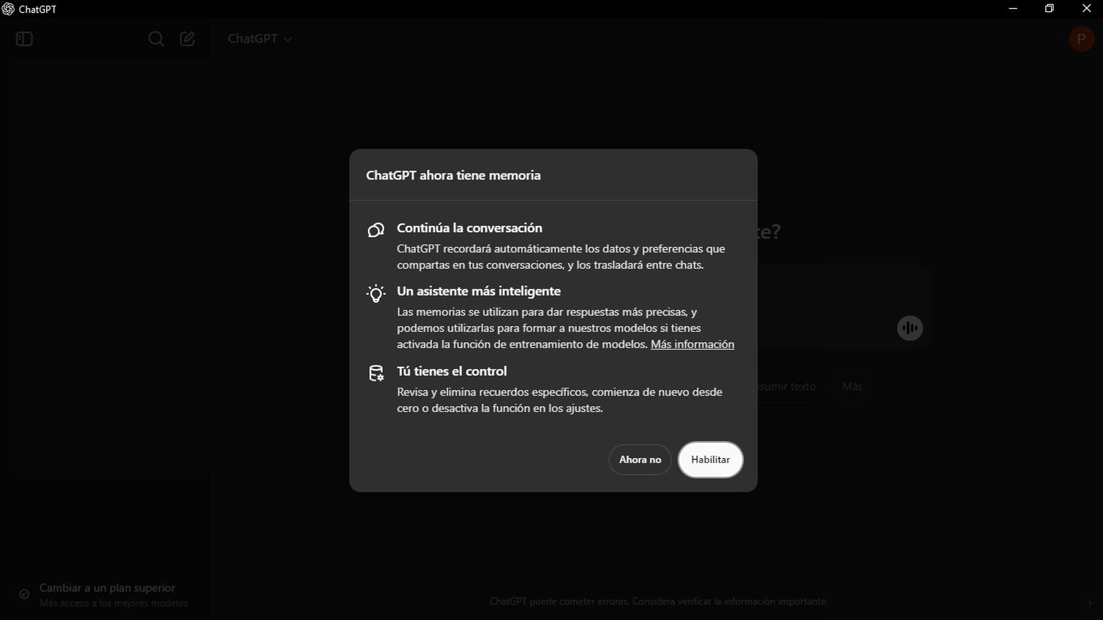 ChatGPT ahora tiene memoria