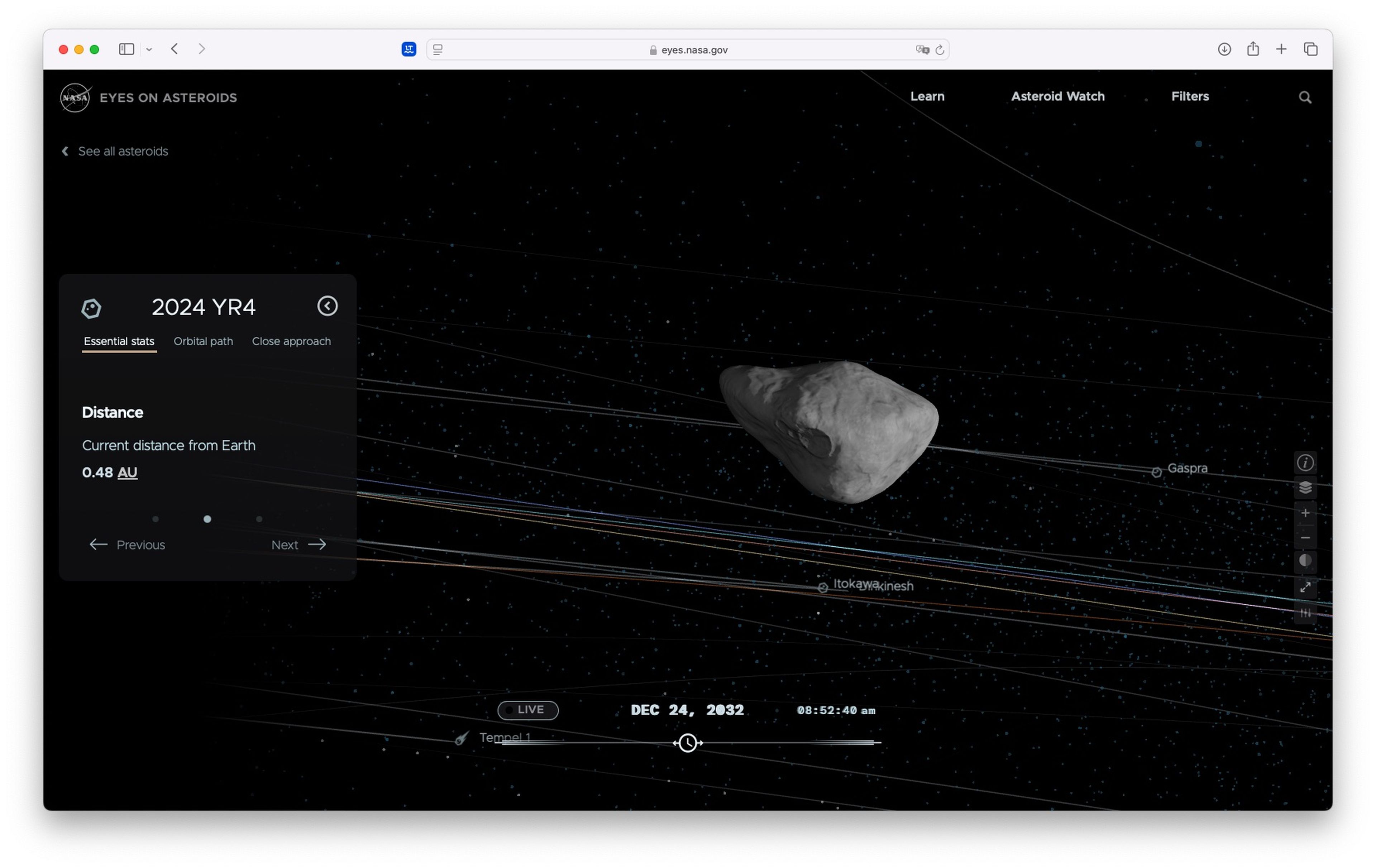 Cómo seguir la trayectoria del asteroide 2024 YR4 en tiempo real