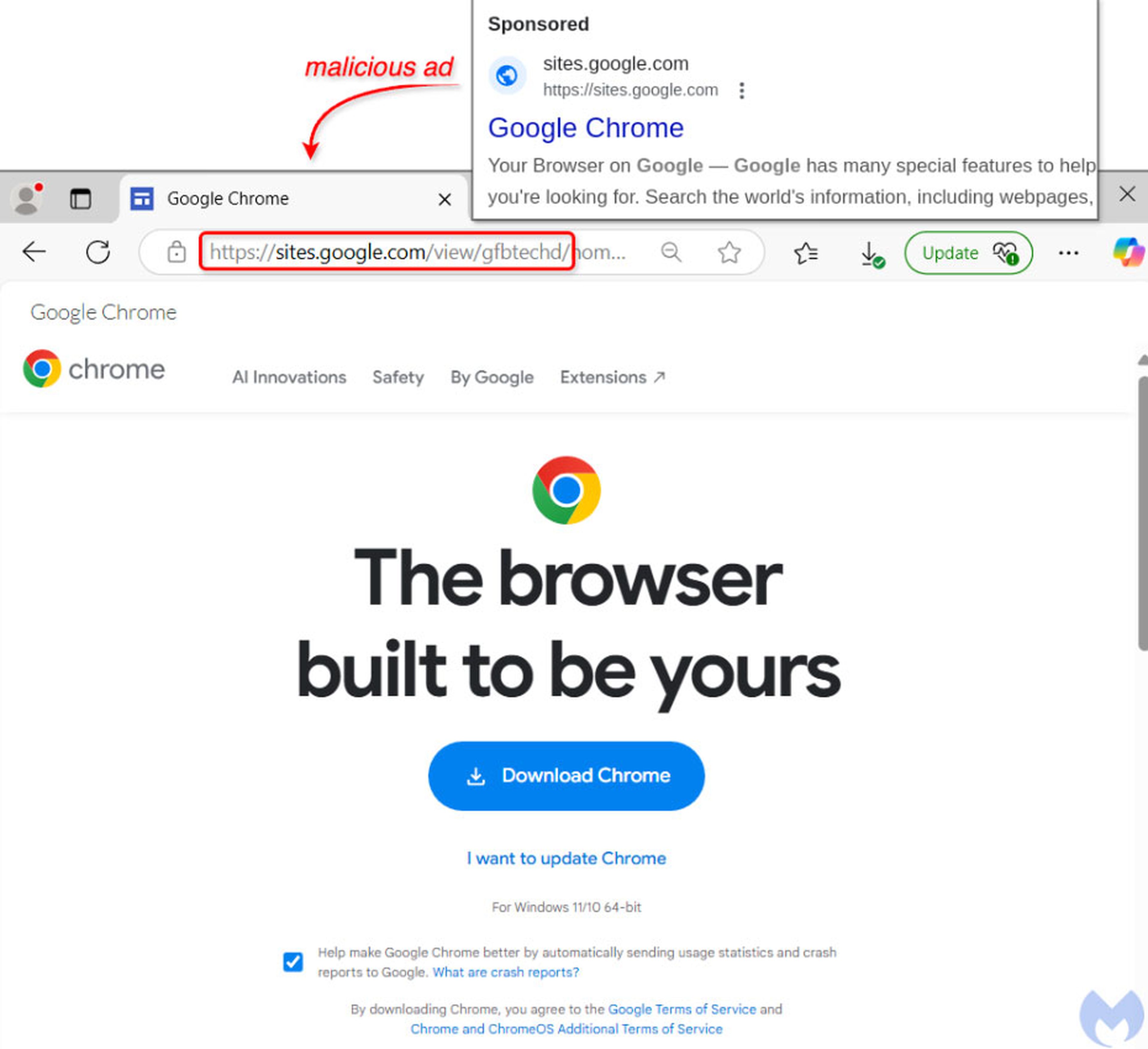 Malware disfrazado de Chrome